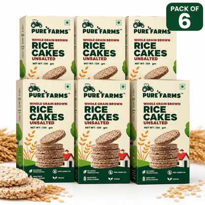 Whole Grain Brown Rice Cakes Pack of 3 & 6 (120gm each)