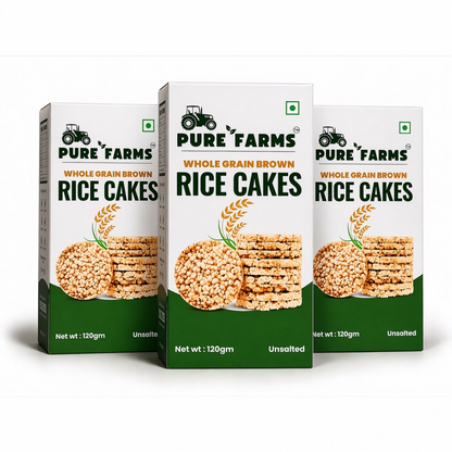 Whole Grain Brown Rice Cakes Pack of 3 & 6 (120gm each)
