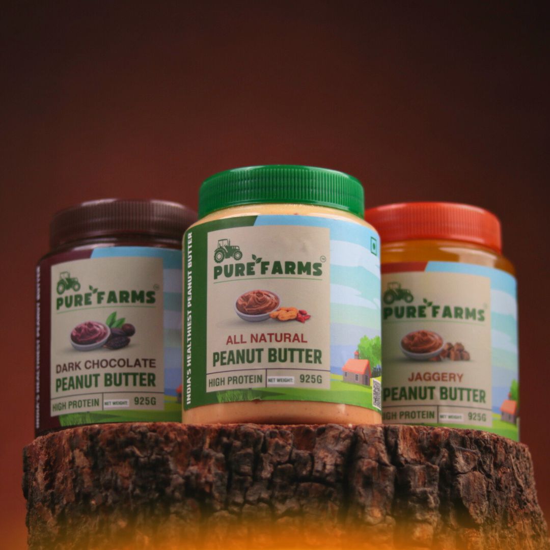 Pure Farms Combo 3 Pack 925g | 3 Flavours Peanut Butter India